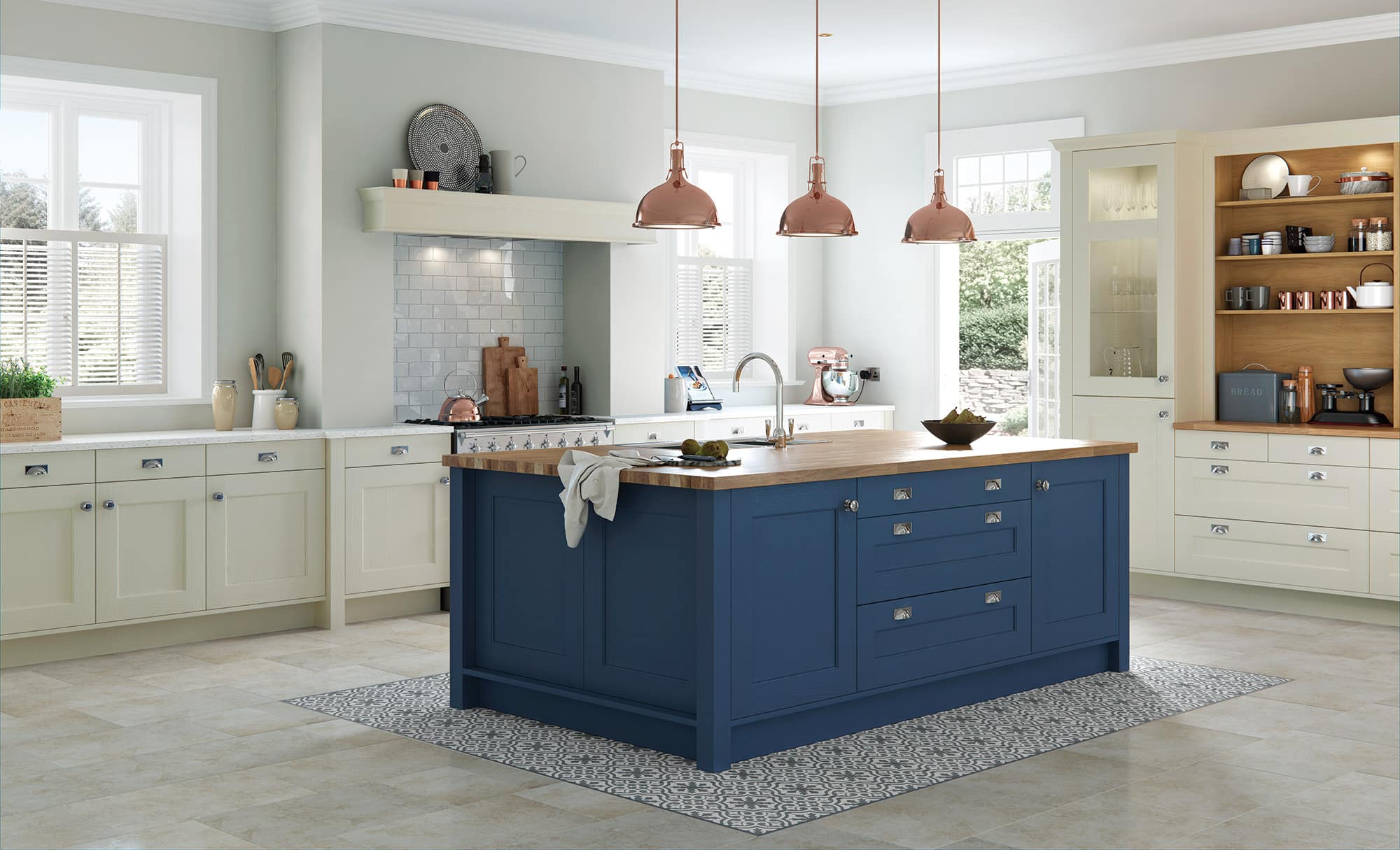 Kitchen Doors Peterborough WAKEFIELD Mussel & Parisian Blue