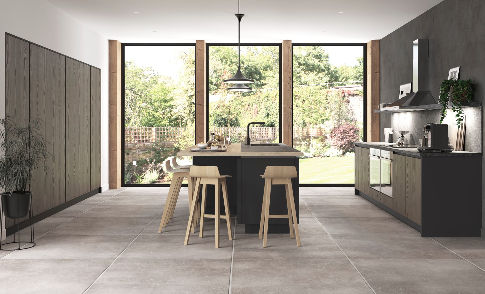 Kitchen Doors Peterborough KELSO Stained Truffle Grey & Zola Matte Graphite